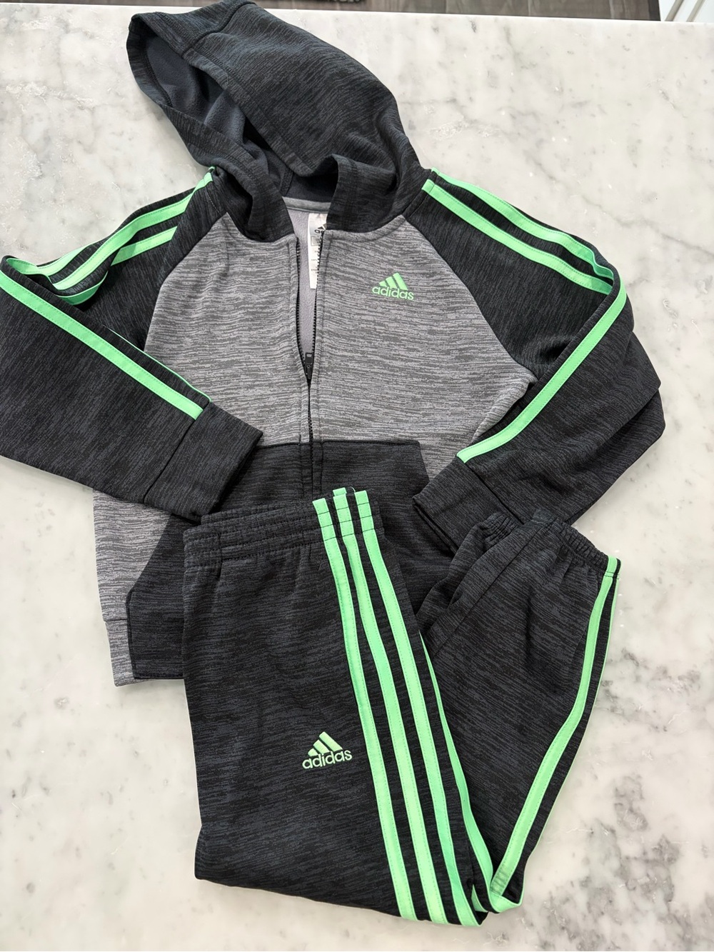 adidas Kids Charcoal & Mint Green Jogger Track Pants
